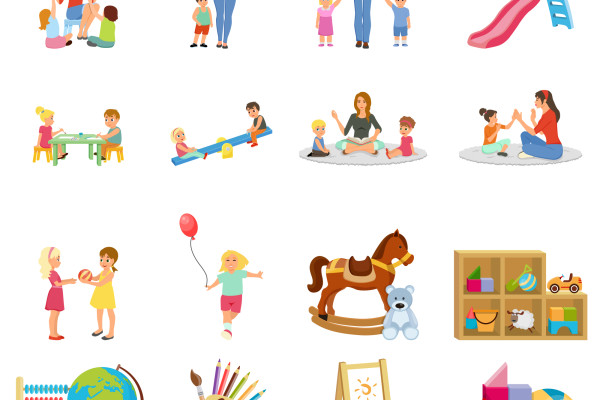 Grafik von Kindern, die im vielseitigen Kita-Alltag entscheiden