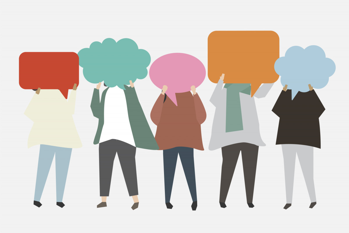 Illustriertes Team mit Sprechlasen vor den Gesichtern, Designed by rawpixel.com/Freepik