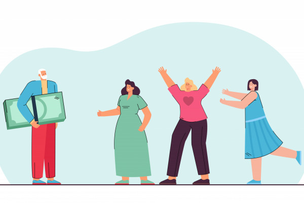 Illustriertes Team mit Geld, Designed by pch.vector/Freepik