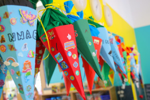 Gebstelte Schultüten für die Vorschulkinder der Kita Tausendfühler
